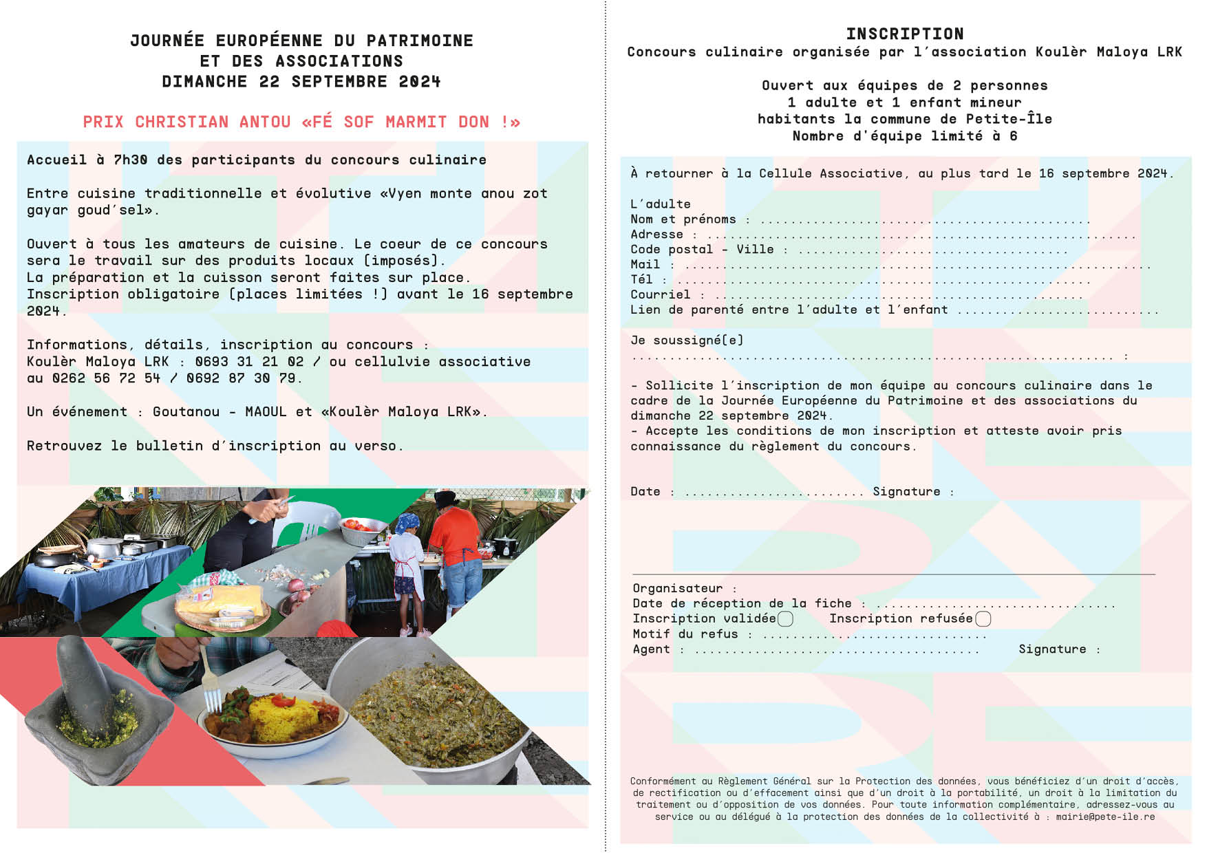 Fiche d'impression - Journée Européenne du Patrimoine et des associations - concours culinaire