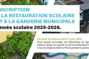 Bandeau inscription à la restauration scolaire et à la garderie municipale 